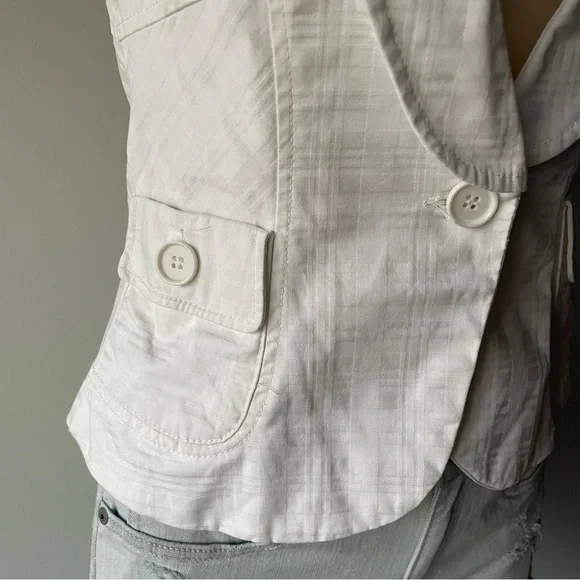 Y2K Vintage Costa Blanca Short Sleeve Blazer White 100% Cotton Size 6 Small - Picture 4 of 8